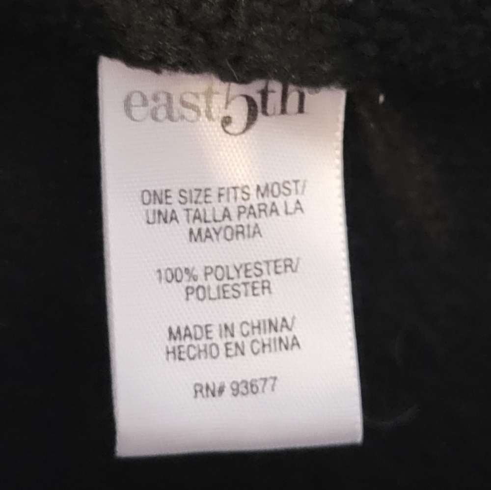 Black Thick Fleece Cape-Like Long Jacket - Picture 3 of 4